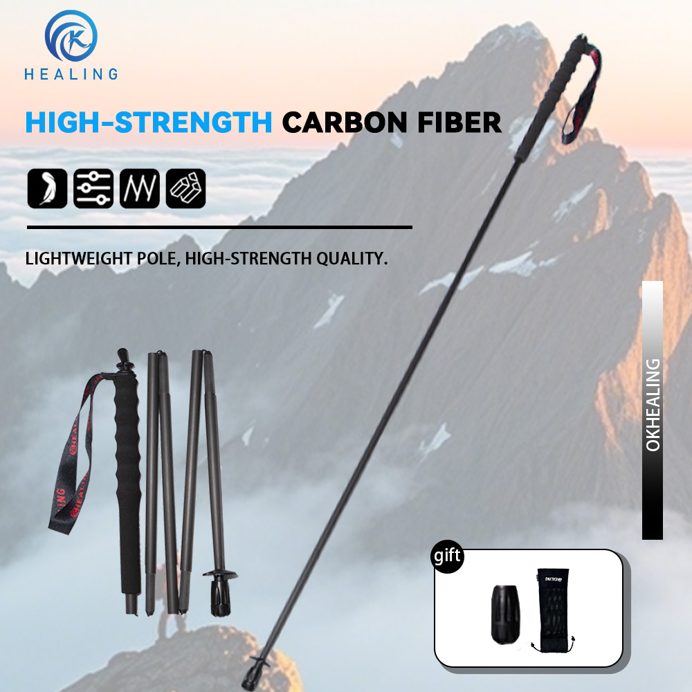 Trekking Pole Carbon - OKHEALING Bâtons de randonnée pliables en